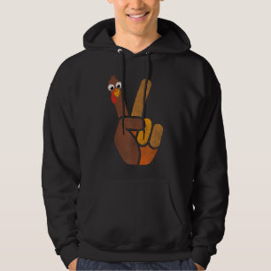 Peace Sign Turkey Womens Mens Kids Funny Thanksgiv Hoodie