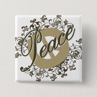 Peace Sign Vintage Brown 2 Inch Square Button