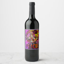 Peace Sign Wine Bottle Labels, Groovy Peace Art