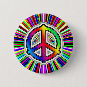 Peace Sign with a Supernova Background  2 Inch Round Button