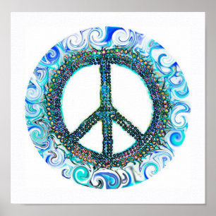 Peace Sign With Blue Waves