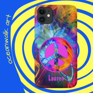 Peace Sign with Bold Colours and Light Streaks iPhone 11 Case