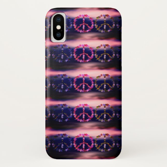 Peace sign with colourful flowers Case-Mate iPhone case (Back)
