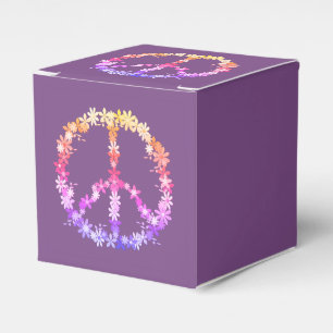 Peace sign with colourful flowers, favor box