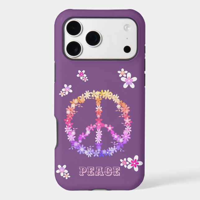 Peace sign with colourful flowers,Personalized  (Back)