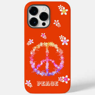 Peace sign with colourful flowers,Personalized  Ca Case-Mate iPhone 14 Pro Max Case