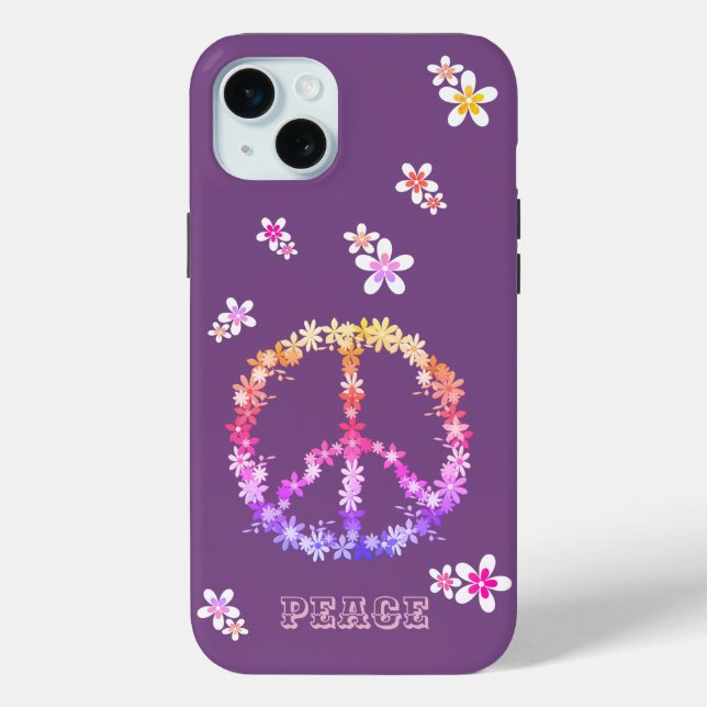 Peace sign with colourful flowers,Personalized  Case-Mate iPhone Case (Back)
