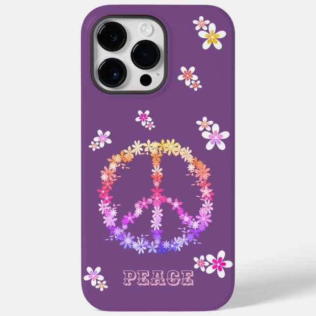 Peace sign with colourful flowers,Personalized  Case-Mate iPhone Case (Back)