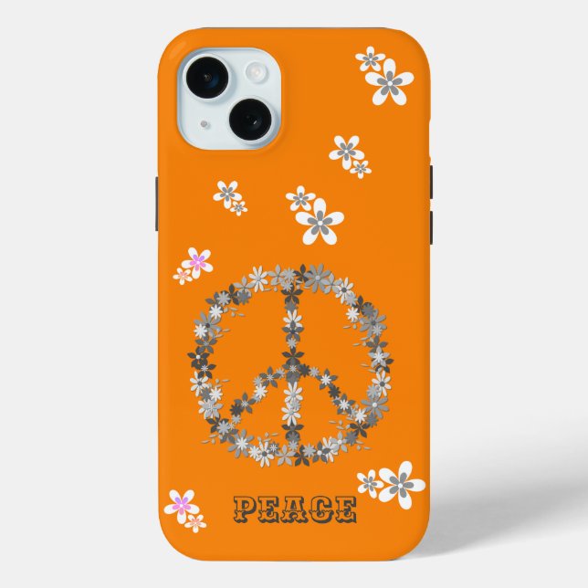Peace sign with colourful flowers,Personalized  Case-Mate iPhone Case (Back)