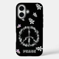 Peace sign with colourful flowers,Personalized