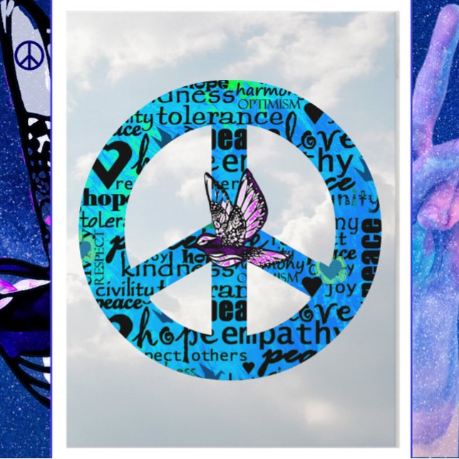 Peace Sign with Dove Happy New Year Postcard (Creator Uploaded)