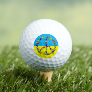 Peace sign with flowers,ukrainian flag  golf balls