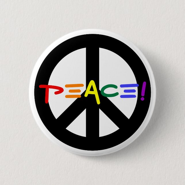 Peace Sign with Rainbow 2 Inch Round Button (Front)