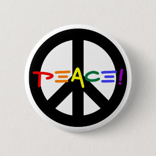 Peace Sign with Rainbow 2 Inch Round Button
