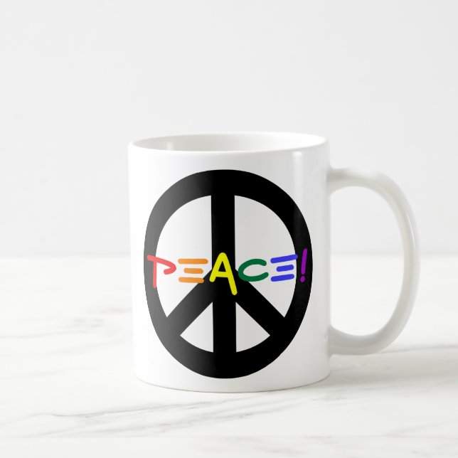 Peace Sign with Rainbow Coffee Mug (Right)