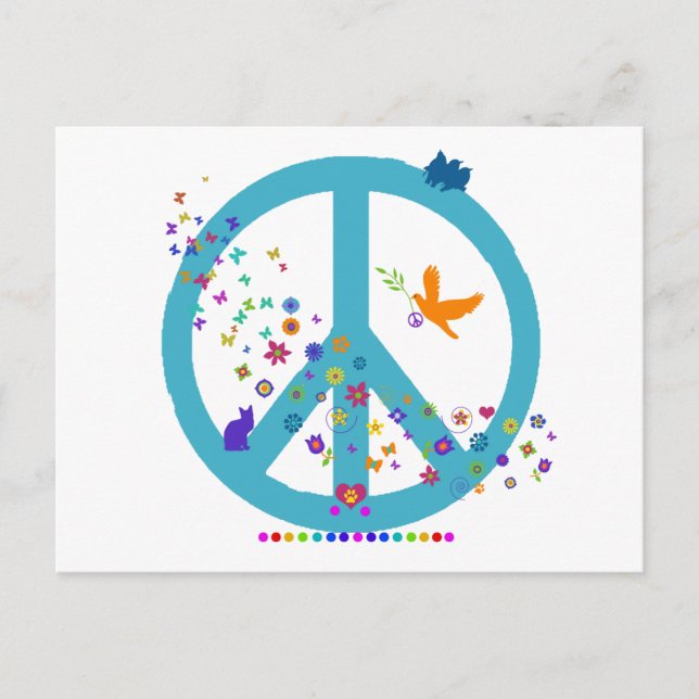 Peace Sign with Rainbow Colours Postcard (Front)