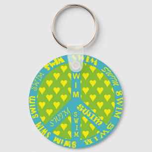 Peace Sign with Swim in Frame Keychain