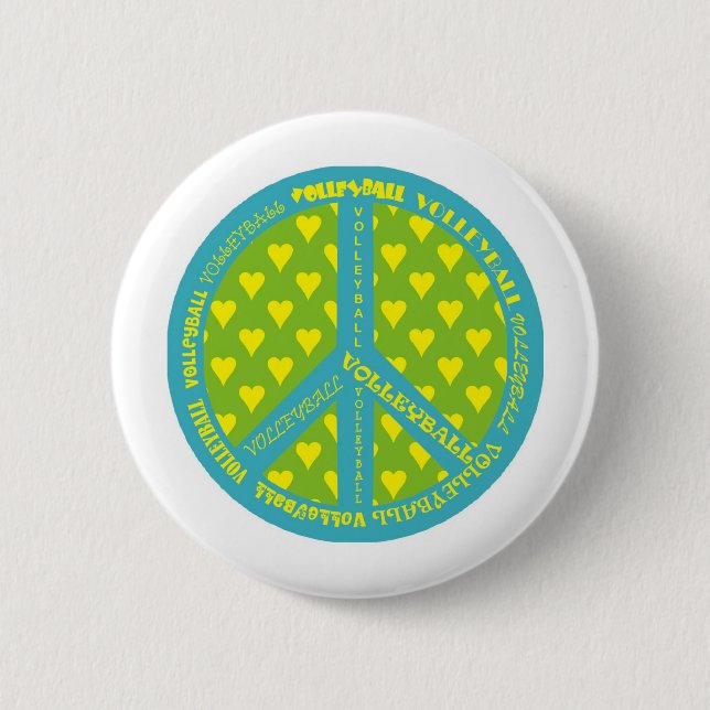 Peace Sign with Volleyball in Frame 2 Inch Round Button (Front)
