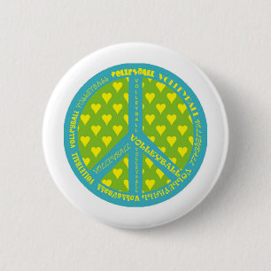 Peace Sign with Volleyball in Frame 2 Inch Round Button