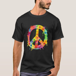 Peace Sign World Love Flowers Hippie Groovy Vibes  T-Shirt