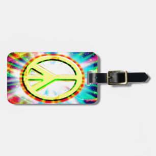 PEACE Sign Yellow Colourful Happy and Fun Luggage Tag