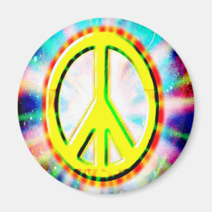 PEACE Sign Yellow Colourful Happy and Fun Magnet