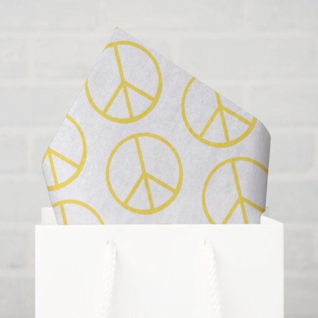 Peace Sign Yellow Groovy Colorful Fun Tissue Paper (Gift Bag)