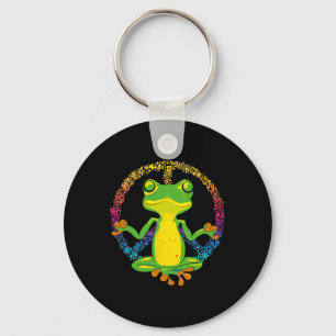 Peace Sign Yoga Frogs Cool Peace Frog Tie Dye  Keychain