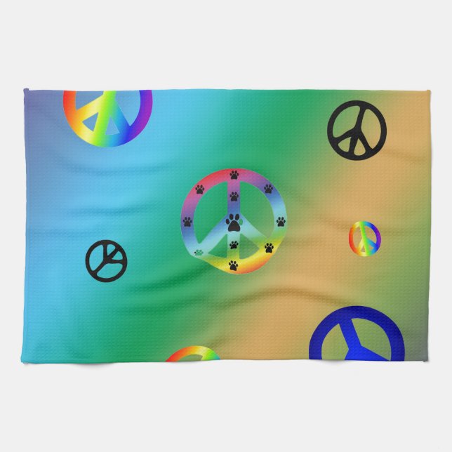 Peace Signs Kitchen Towel (Horizontal)