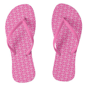 Peace Signs on Bright Pink Flip Flops