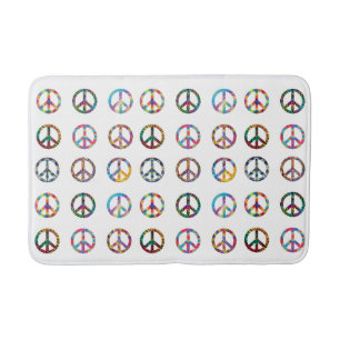 Peace Signs Rainbow Colours Bathroom Theme Bath Mat