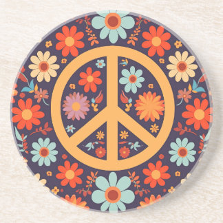 Peace Signs Sandstone Coaster