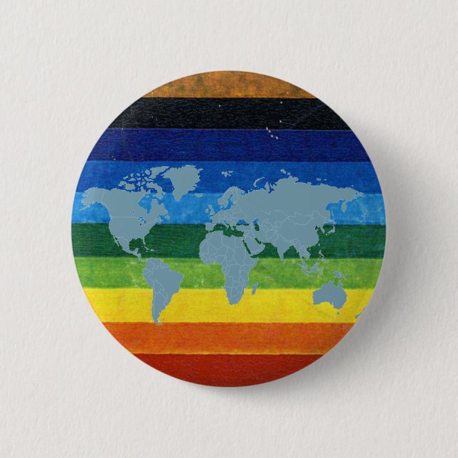 peace simbol rainbow 2 inch round button (Front)