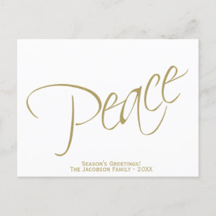 Peace. Simple Elegant Modern Typography Photo Holiday Postcard