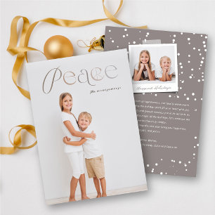 Peace Simple Typography Minimalist Holiday Photo Card