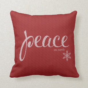 Peace snowflake typography throw pillow