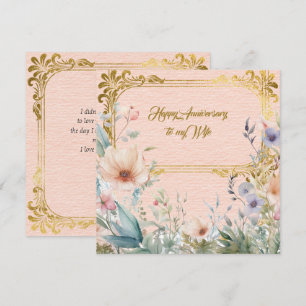 Peace Spring flower border with gold frame Card