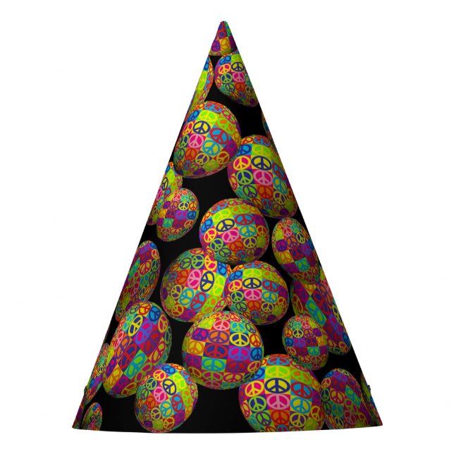 Peace Squares Balls Party Hat (Front)