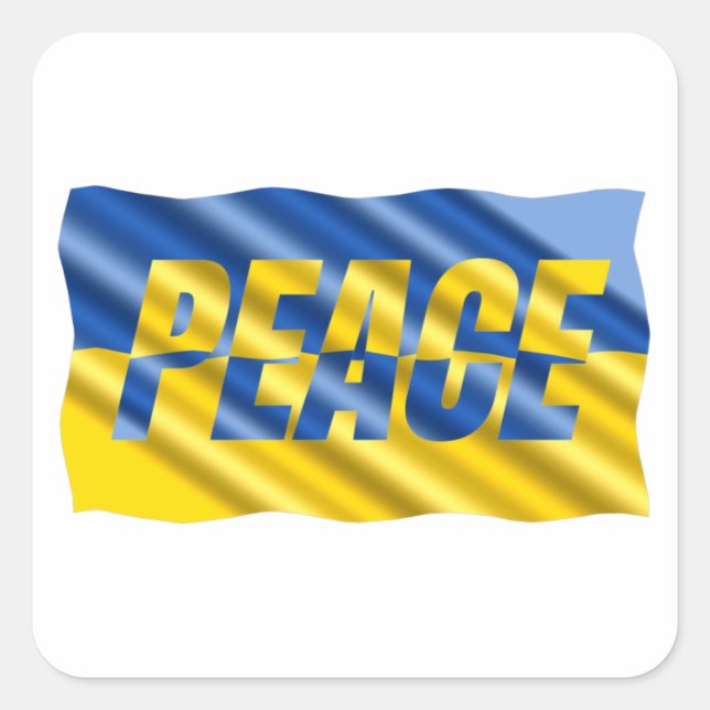 PEACE Stand with Ukraine Freedom for Ukrainian Square Sticker (Front)