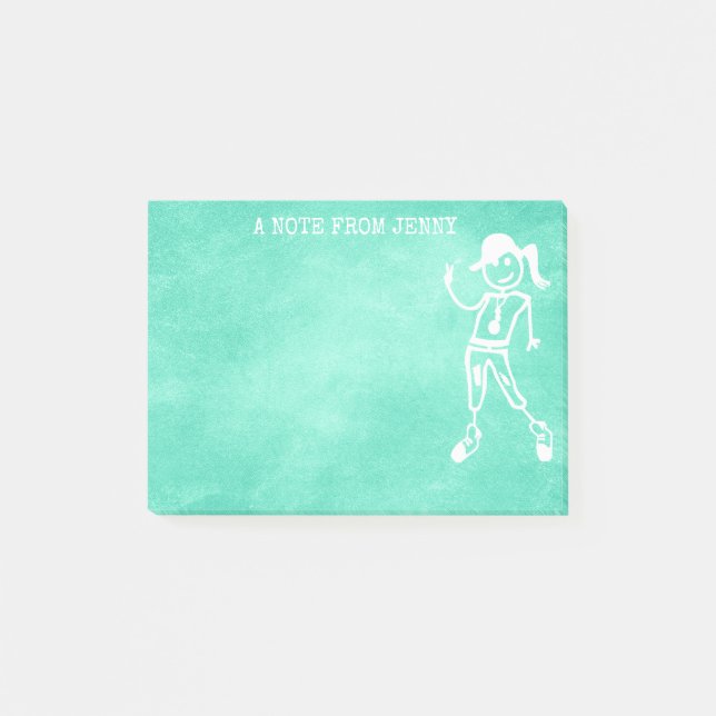 Peace Street Art Girl Mint Green Chalkboard Post-it Notes (Front)