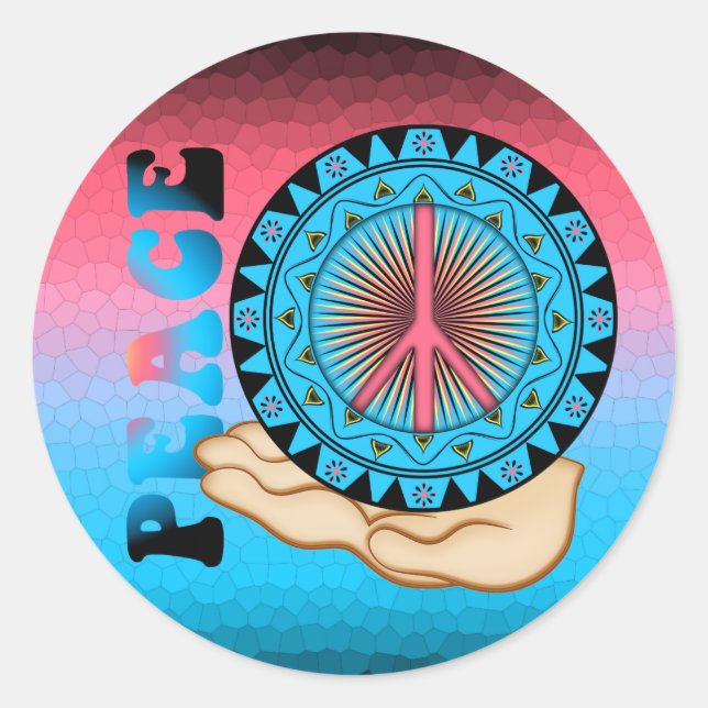 Peace ~ Sun Classic Round Sticker (Front)