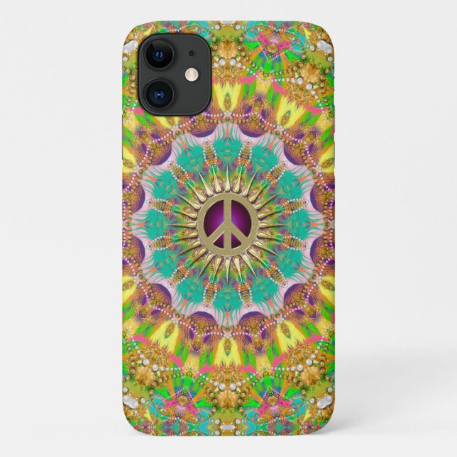 Peace Sun Happy Hippie Colourful Mandala  Case-Mate iPhone Case (Back)