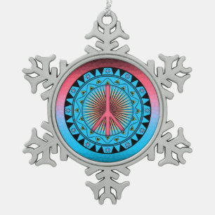 Peace ~ Sun Snowflake Pewter Christmas Ornament