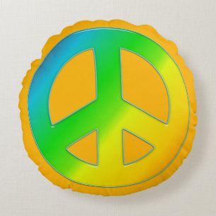 Peace Symbol 02 (ckc)-Round Throw Pillow