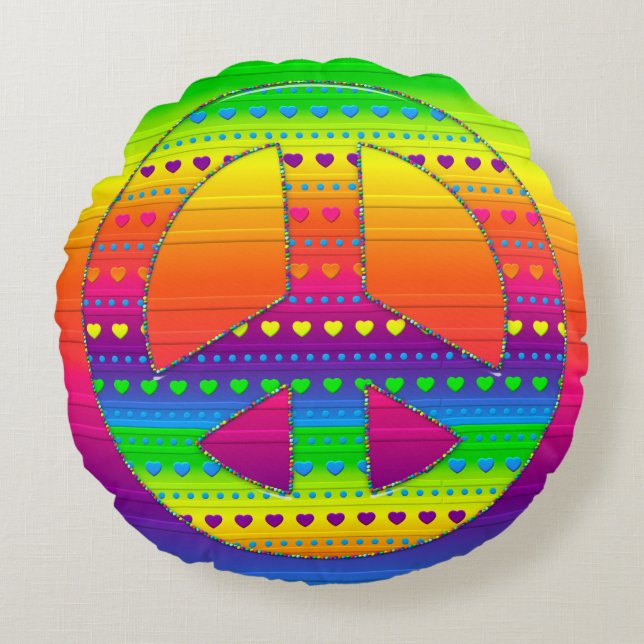 Peace Symbol 08 (ckc)-Round Throw Pillow (Front)