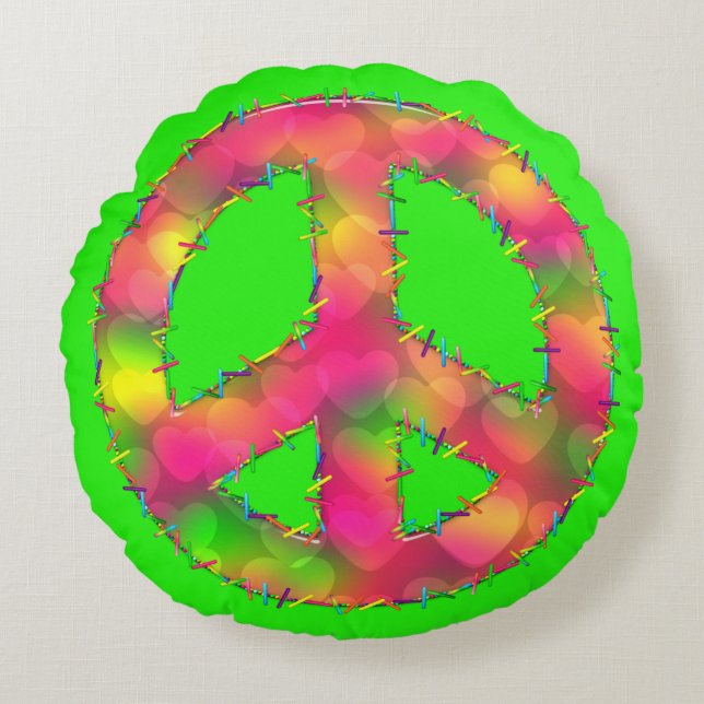 Peace Symbol 09 (ckc)-Round Throw Pillow (Front)