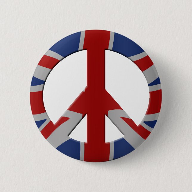 Peace symbol and Union Jack 2 Inch Round Button (Front)