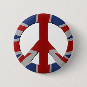 Peace symbol and Union Jack 2 Inch Round Button