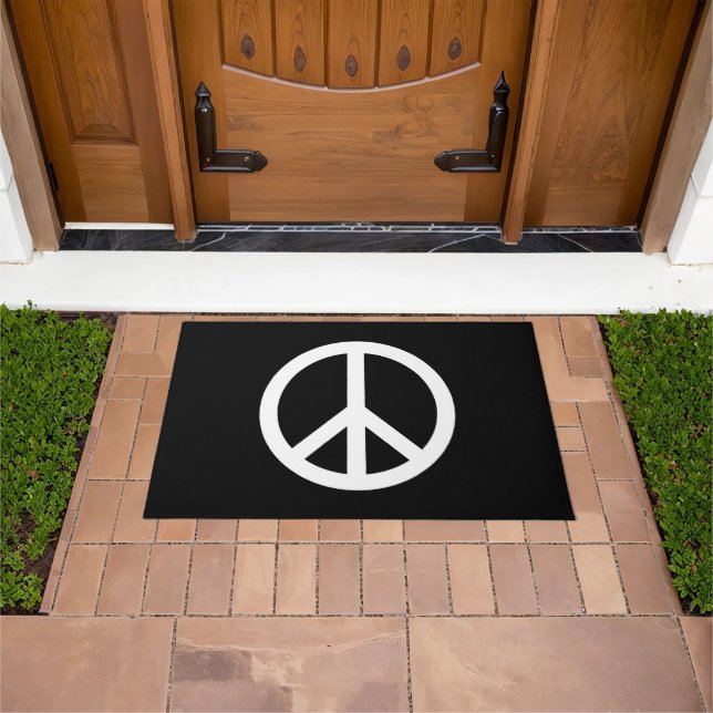 Peace symbol Anti War black white elegant modern Doormat (Outdoor)