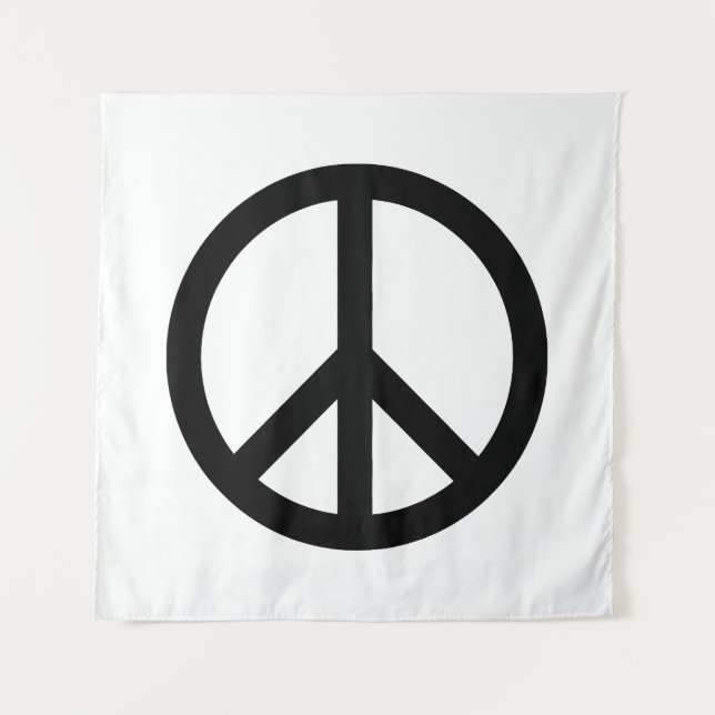 Peace symbol Anti War black white modern Tapestry (Front)